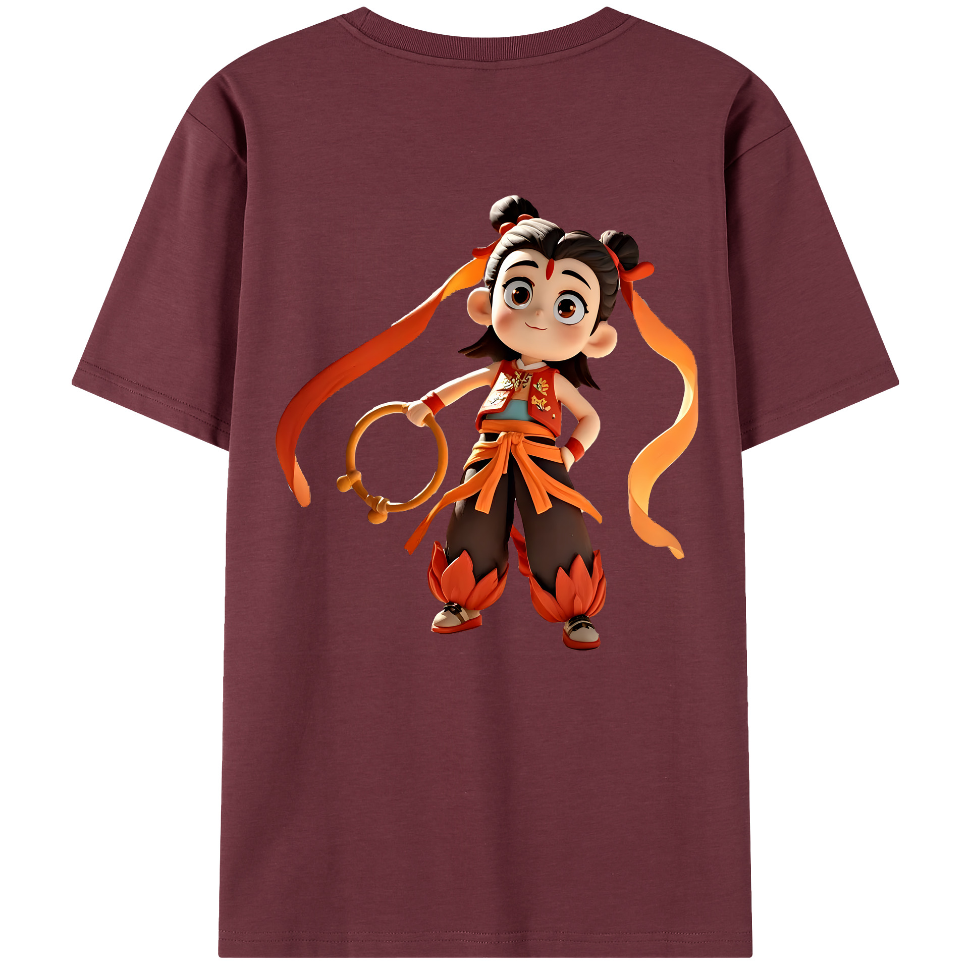 （画像用） Ne Zha 2 ナタ 魔童の大暴れ 綿100％半袖Tシャツ（背面プリント）